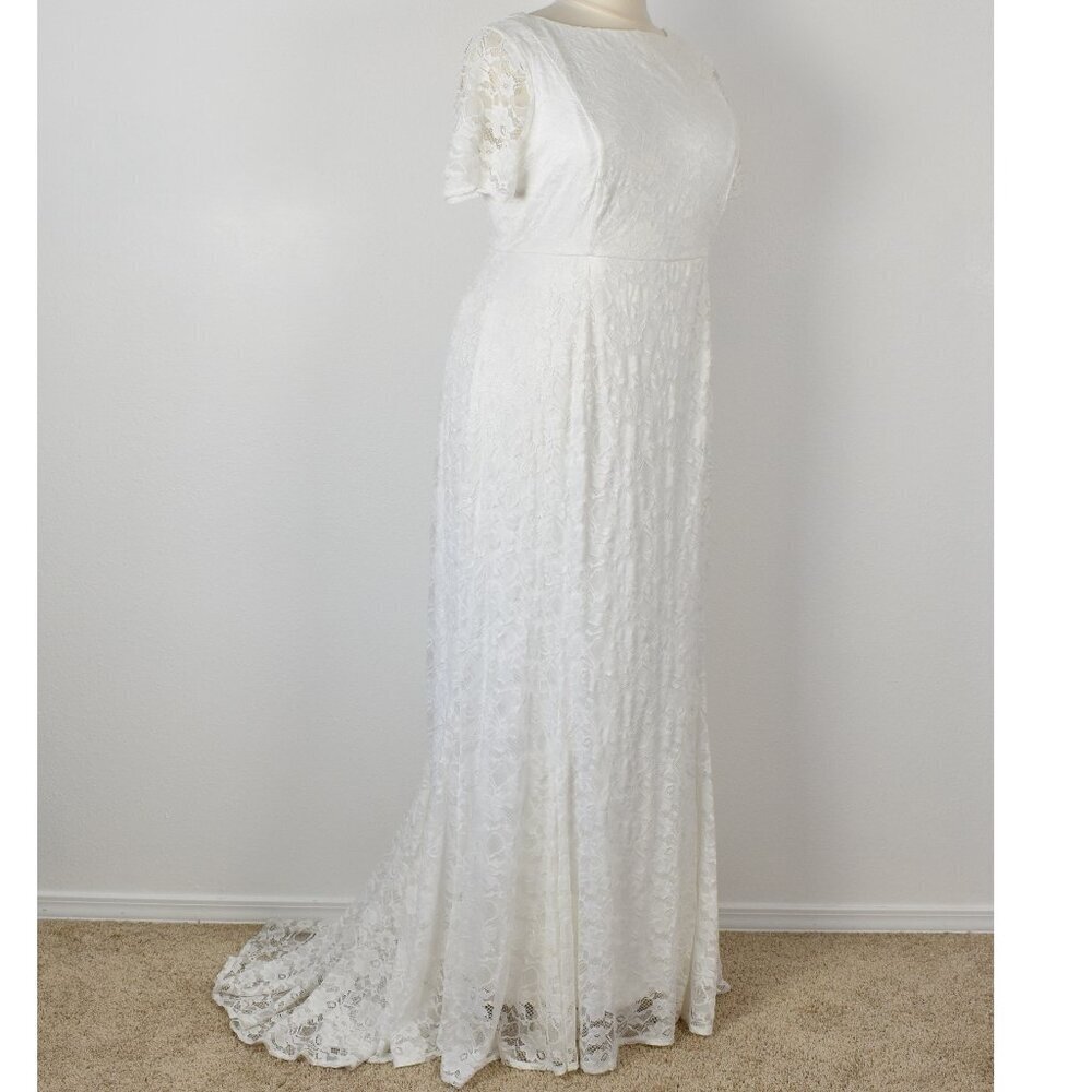 Torrid Ivory Lace Short Sleeve Fit & Flare Wedding Dress NEW - 22 - Picture 10 of 12